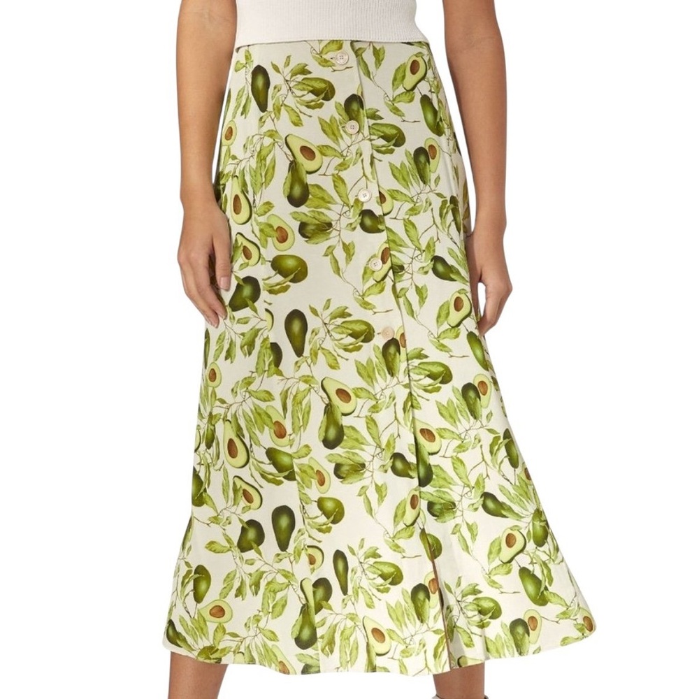 Aritzia Wilfred Amelie Avocado Print Midi Skirt